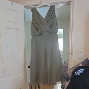 Elegant Olive Green Chiffon Dress